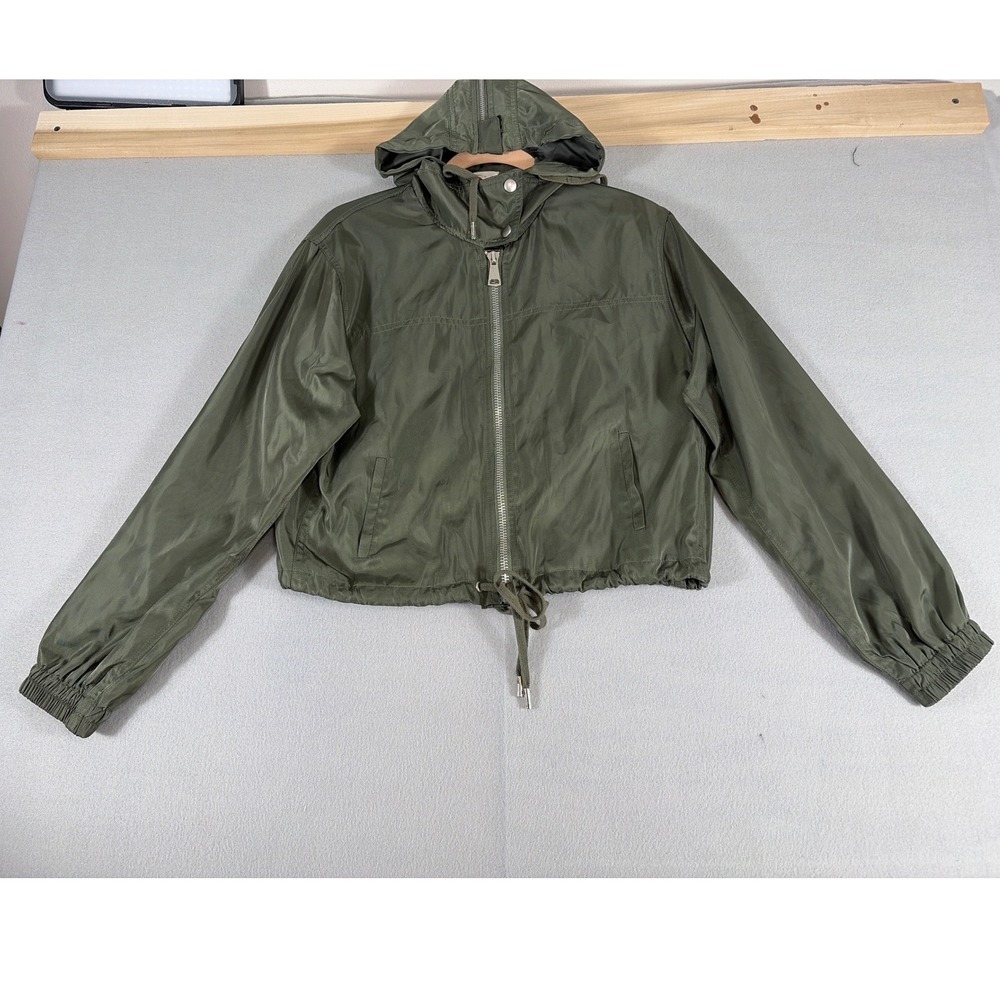 Hummingbird Womens Olive Green Full Zip Hooded Windbreaker Jacket Size M HJ40023
